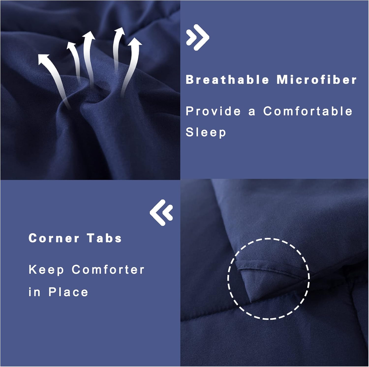 DOWNCOOL King Size Comforter Set -All Season Bedding Comforters Sets with 2 Pillow Cases -3 Pieces Bed Set Down Alternative King Bedding Set -Blue King Comforter Set(102"x90") - Image 5