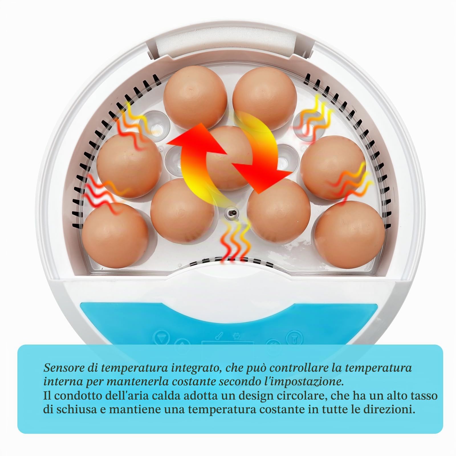 Incubatrice di Uova, 9 Uova Hatcher Pollame Macchina da Cova con Rotazione Automatica e Controllo Della Temperatura Pollo Brooder Incubatori, per la Cova di Uova di Pollo Anatra Oca Quaglia