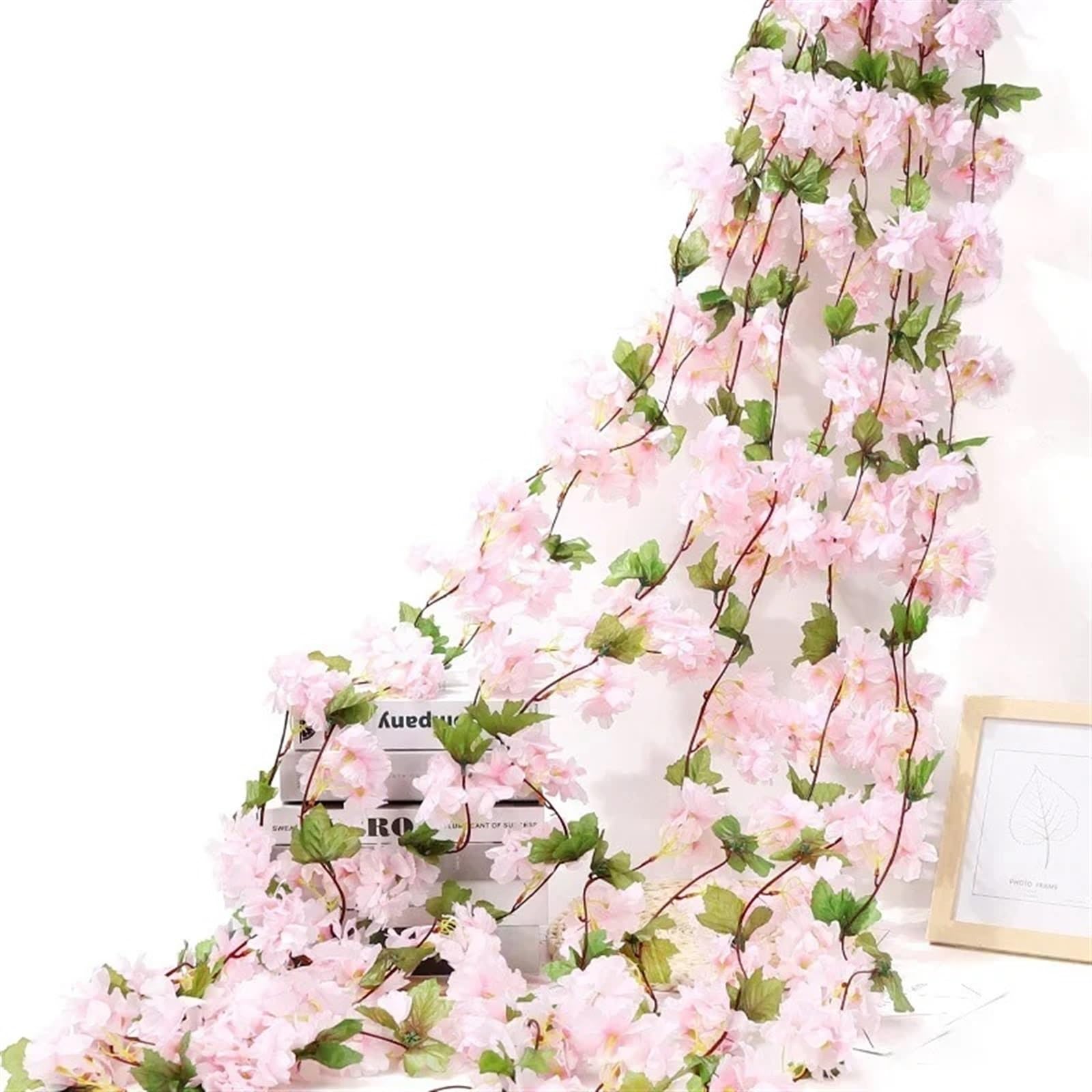 MNUvxzaewf Sakura Rattan Christmas Ornament Hanging Garland Wedding Home Decoration(2.3m light Pink)