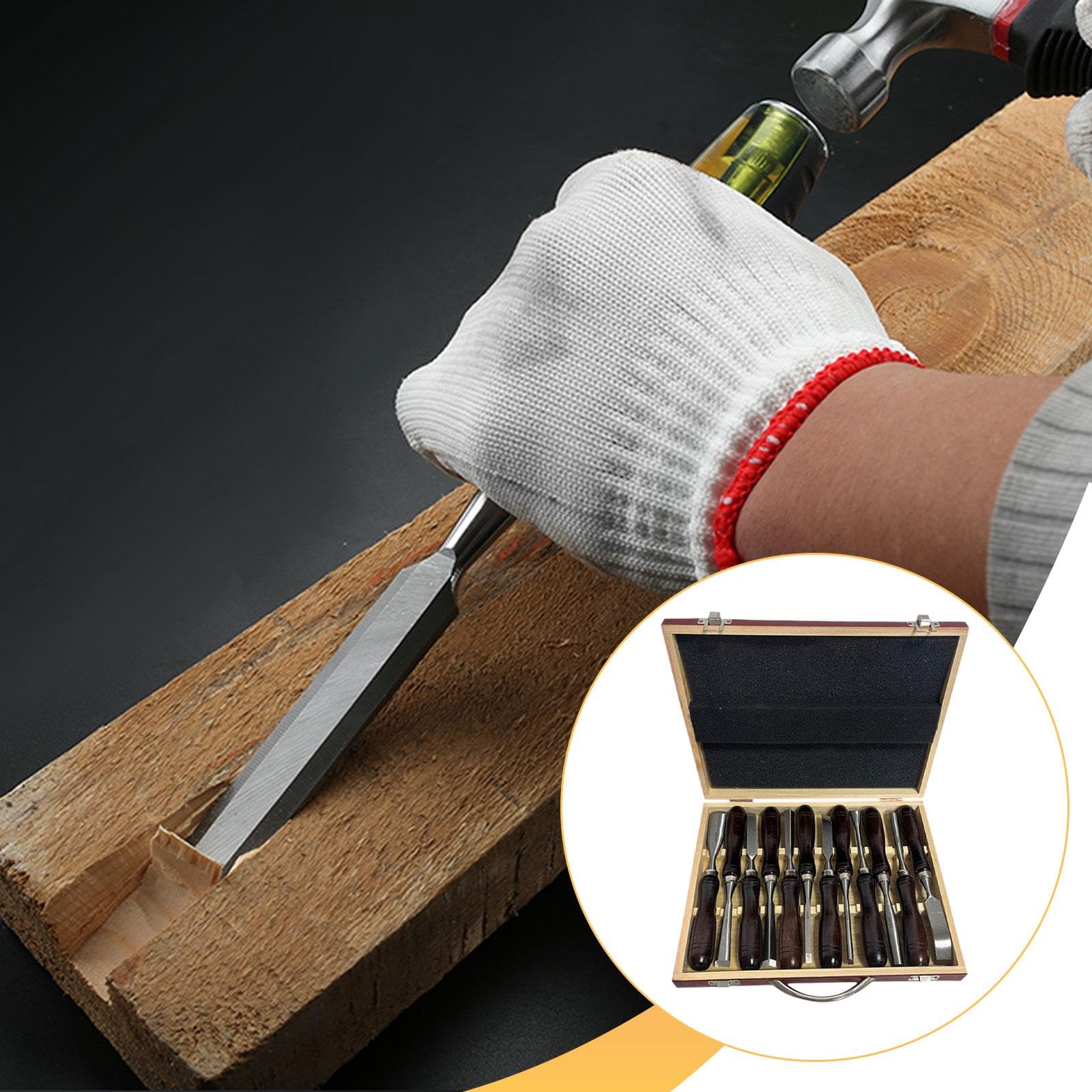 Juego de 121 Herramientas para Tallar Madera, 60 Piezas, Portátil, con Caja de Madera, Color Secuoya