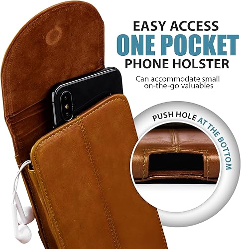 Miniatura 4 de Hengwin Funda de piel auténtica 2 en 1 para teléfono celular compatible con iPhone 14 Pro Max iPhone 13 Pro Max, bolsa para cinturón con clip para