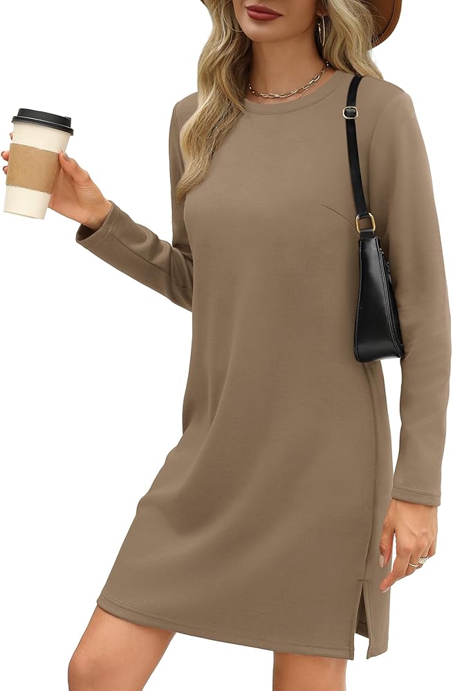 Sampeel Fall Dresses for Women 2024 Long Sleeve Dress Fashion Casual Soft  Lightweight Travel Airport Outfits M at Amazon Women's Clothing store
