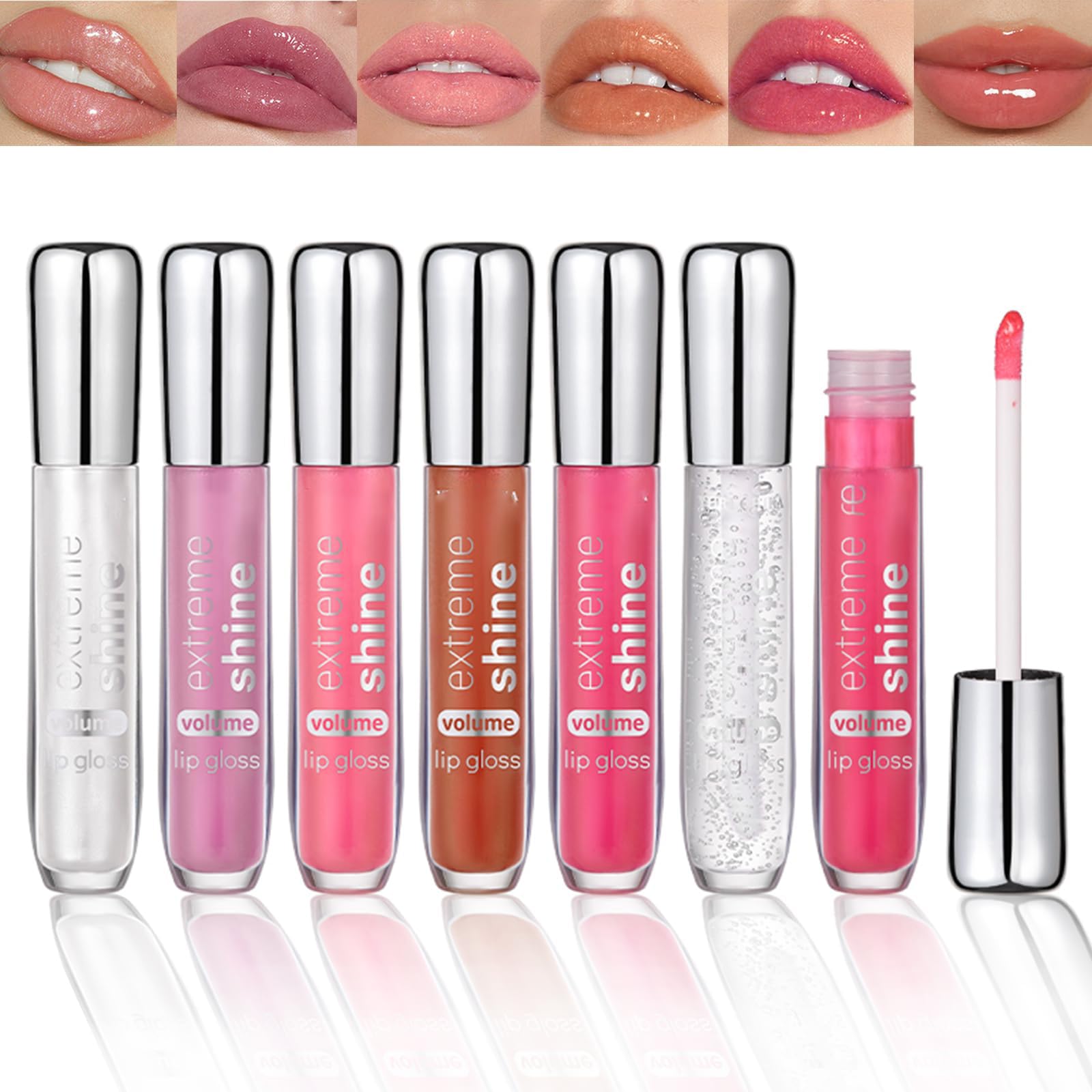 6PCS Pearlescent Glitter Liquid lip gloss Set Diamond Shimmer Metallic stains Makeup KitShimmer Liquid Jelly Lipstick Glossy Finish Plumping Oil Gloss Care