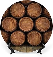 Vista 8 de Platos decorativos, adorno con estampado de vino, vino sabroso en barril de madera en plantación de uva, 6 pulgadas, 1 plato con 1 soporte
