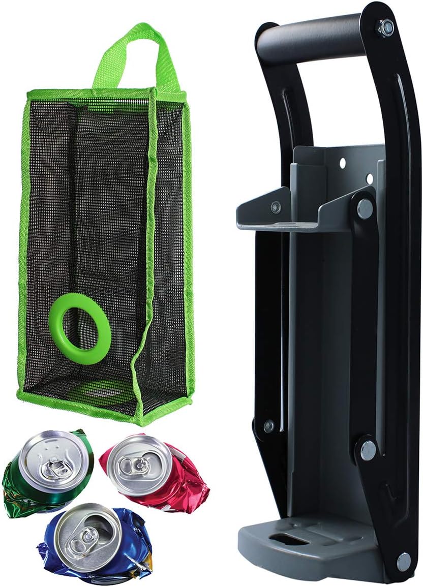 Metals Aluminum Can Crusher 16 oz/ 12 oz Compactor, Heavy-Duty Wall-Mounted Bottle Opener Smasher for Aluminum Seltzer, Soda, Beer Cans and Bottles Eco-Friendly Recycling Tool (16OZ, Silver)