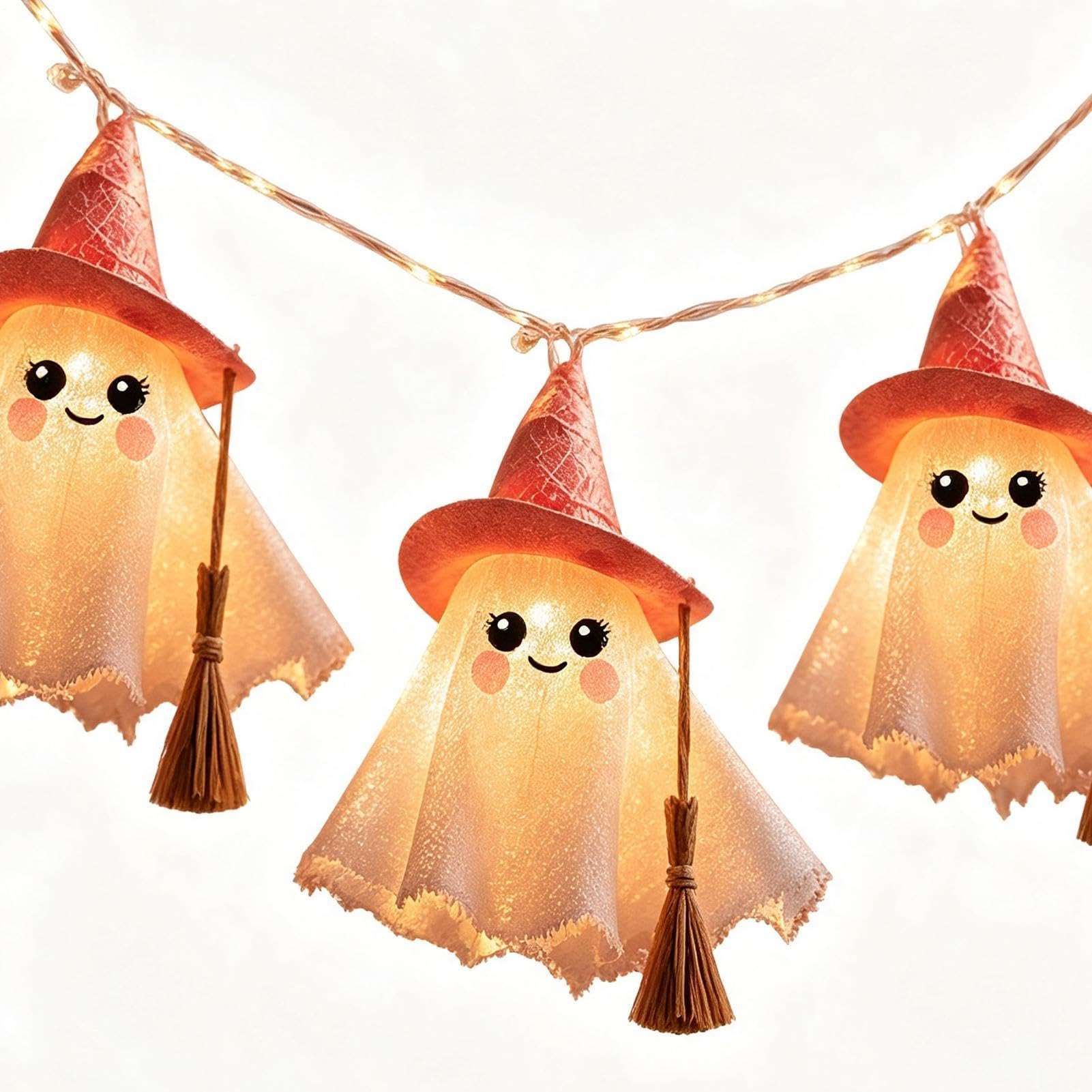 Światełka łańcuchowe na Halloween 181,9 cm straszny baner świetlny z duchem