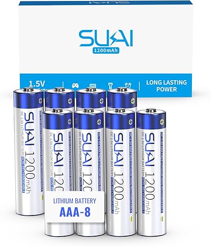 Miniatura 1 de SUKAI Batería de litio AAA de 1200 mAh, batería de iones de litio desechable de 1.5 V, larga vida, alta potencia, peso ligero, pilas AAA (no