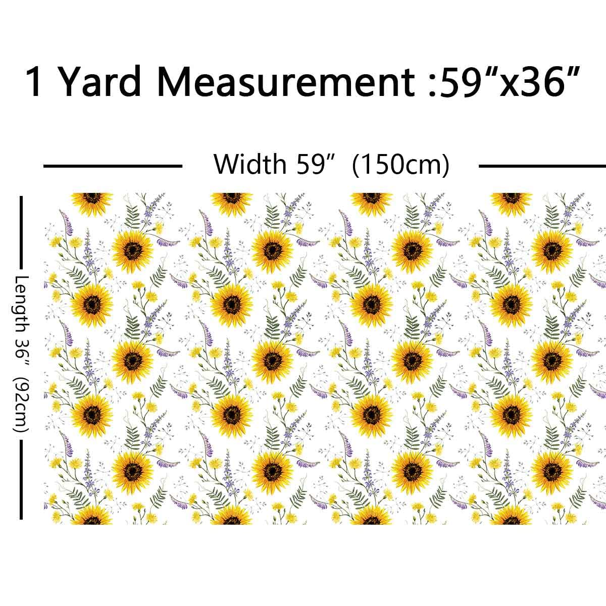 Sunflower Upholstery Fabric for Chairs,Cute Rustic Floral Outdoor Fabric by The Yard,Farmhouse Blossom Flowers Fabric for Upholstery and Home DIY Projects,2 Yards,(L184*W150cm) White Yellow - Image 2