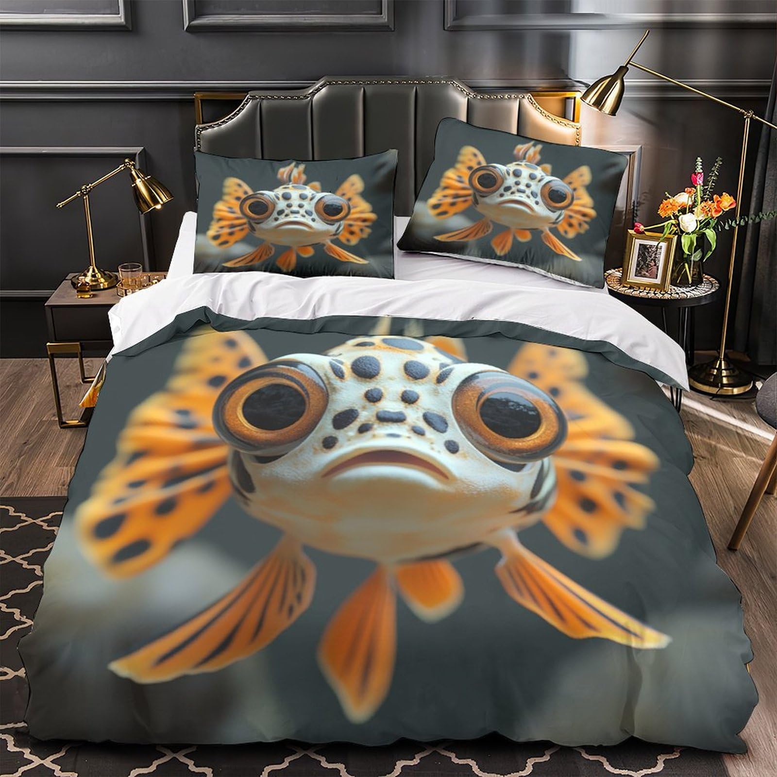 Housse de Couette Décoration d'Aquarium pour Lit Enfant Décor Marin Tridimensionnel