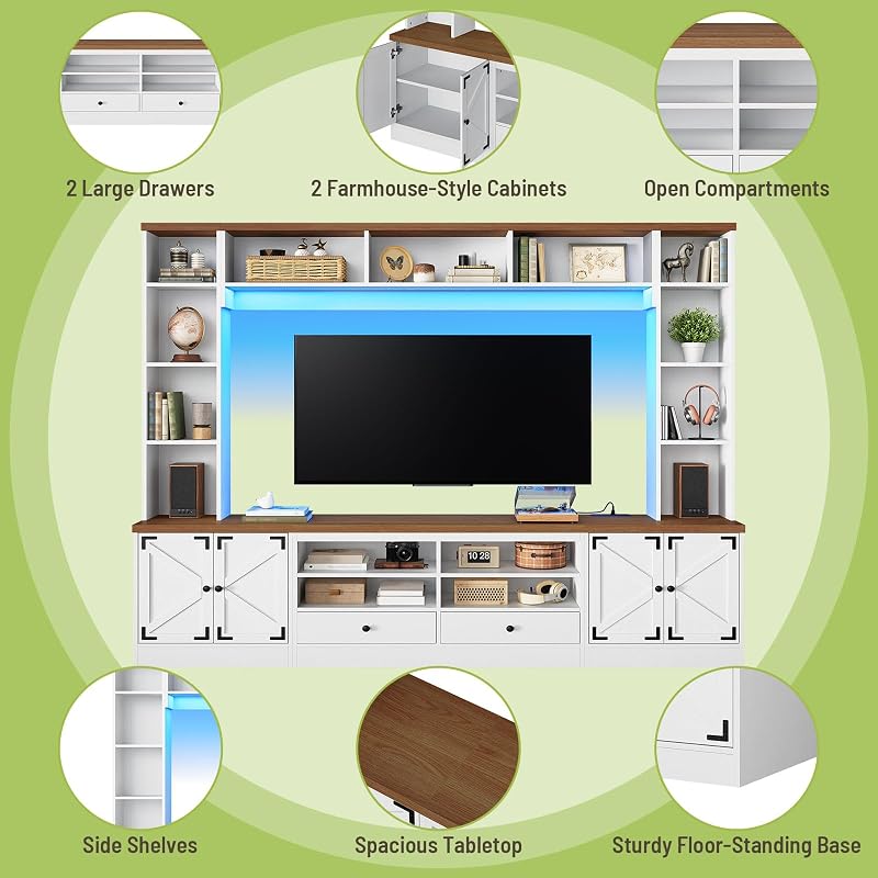 94.5" Wall Unit Entertainment Center, Farmhouse TV Stand image 3