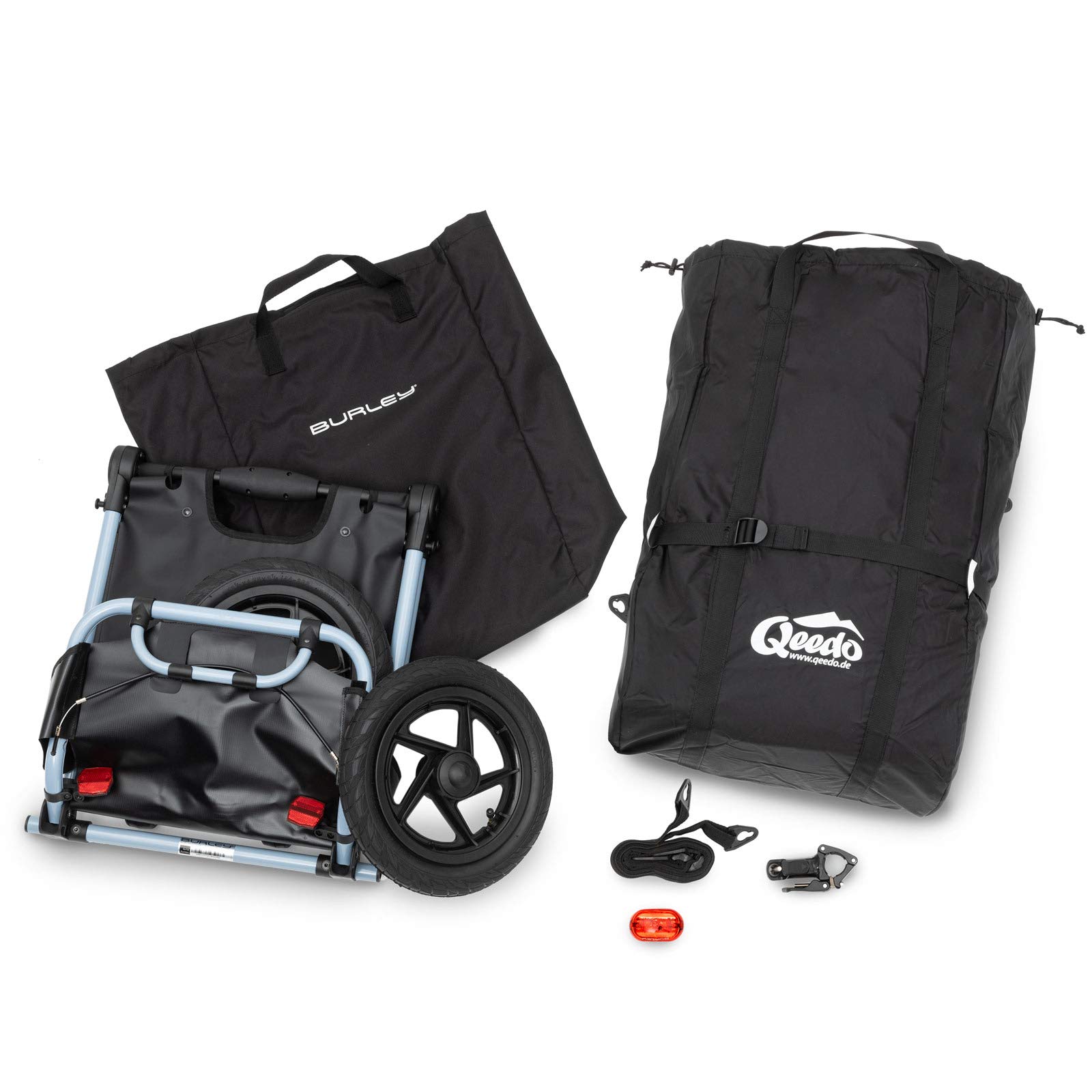 qeedo Travoy Fahrrad Lastenanhänger (2020) Set mit Qeedo Shopping Bag - Cool Grey