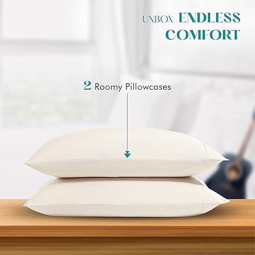 Miniatura 37 de XOOX Linen Juego de sábanas tamaño Queen 100% algodón egipcio, juego de sábanas de lujo de 1200 hilos de algodón egipcio tamaño Queen