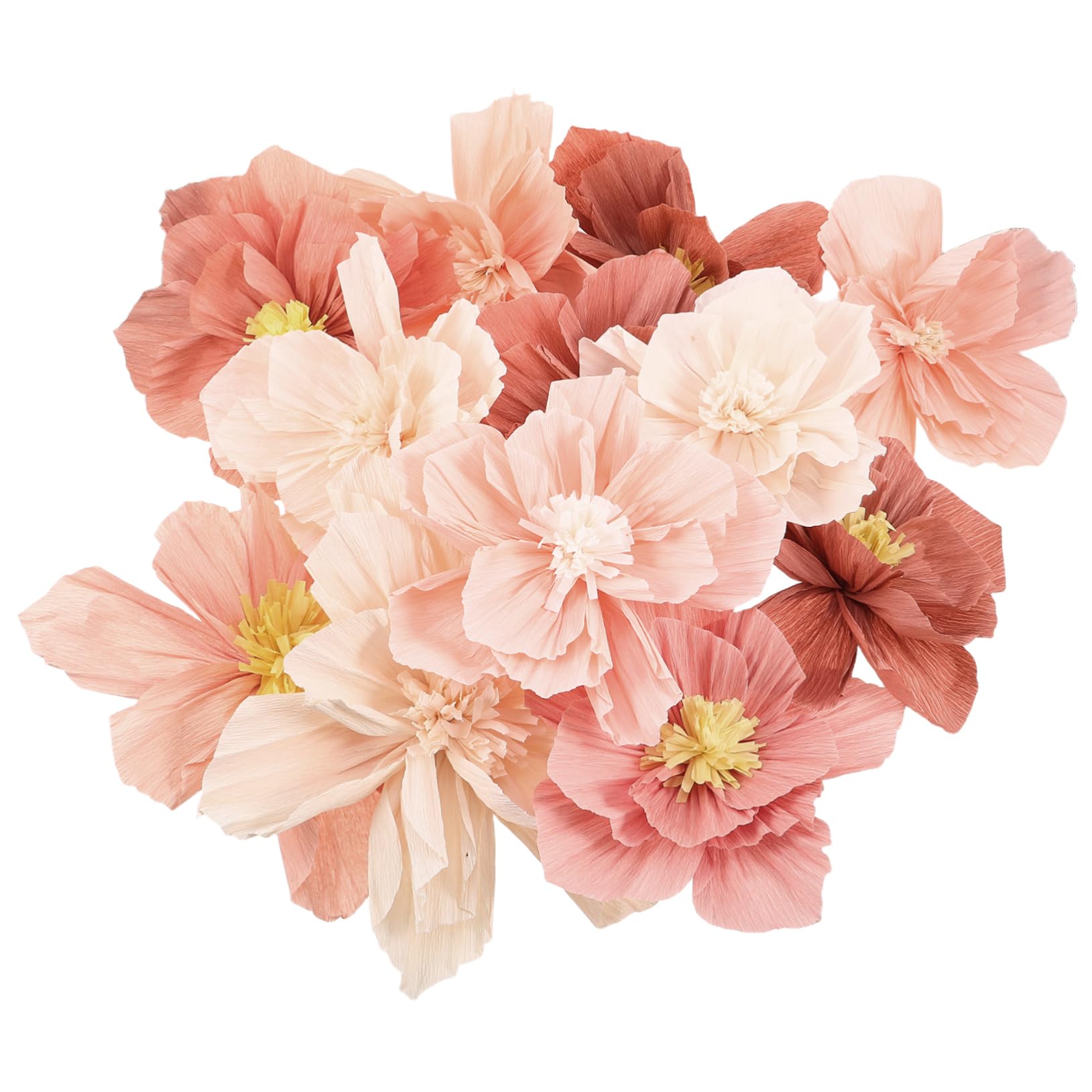 Fleurs papier plissé pastel élégantes TOPBATHY pour grand décor mural de mariage