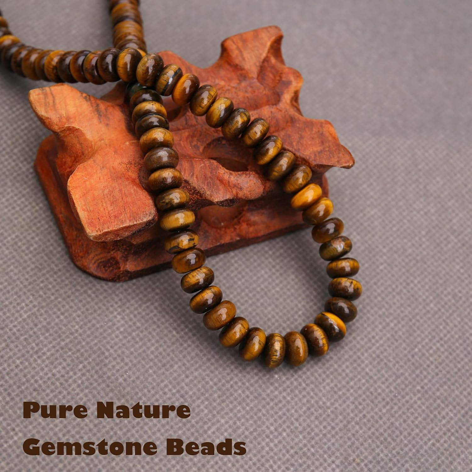 BONNY BOXX Natural 1 Strand 5 * 8mm Classic Tiger Eye Rondelle Beads, Natural Abacus Disk Stone Beads Loose Spacer Gemstone for DIY Bracelet Necklace Jewelry Making - Image 5