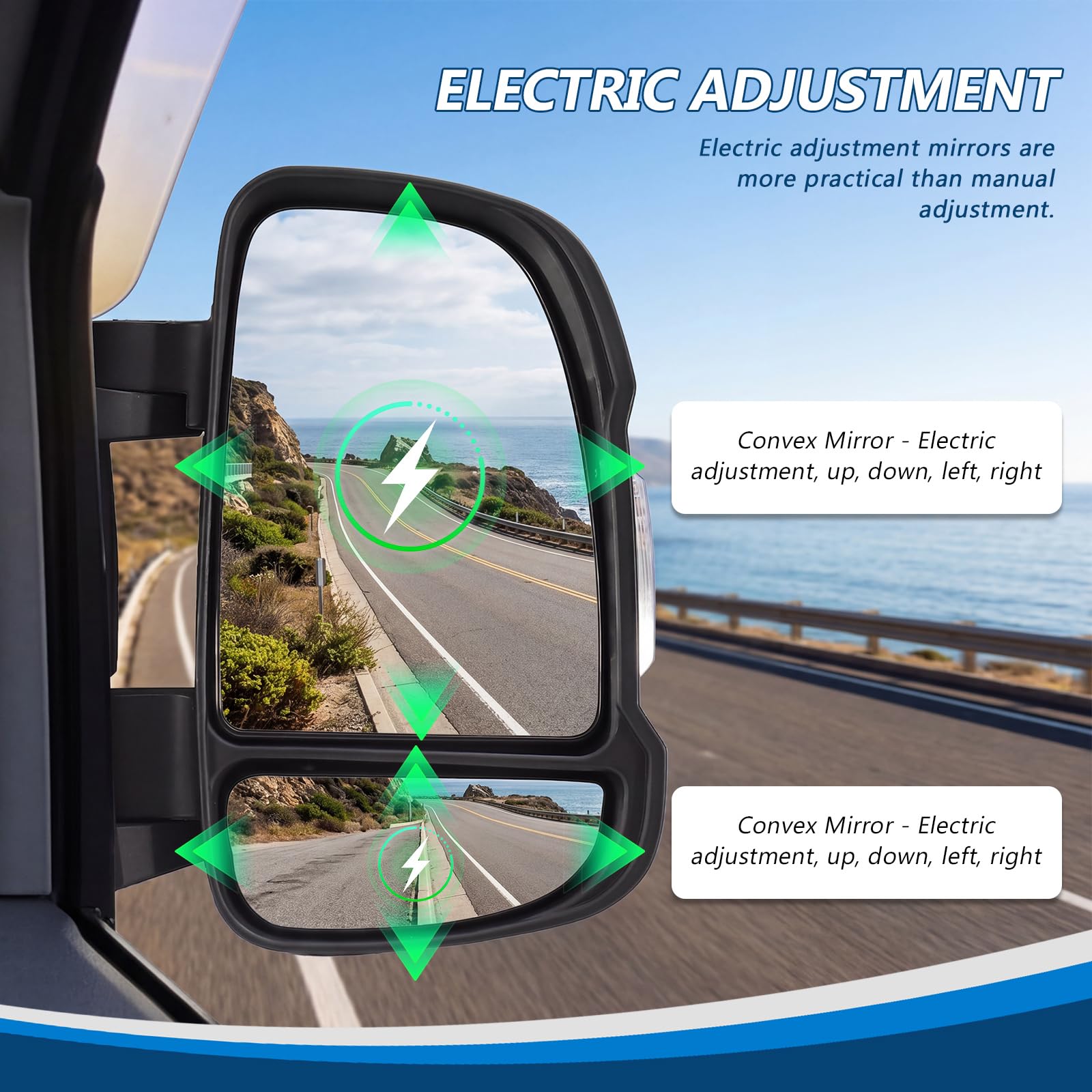 Espejo Retrovisor Derecho Eléctrico Ajustable, Espejo Exterior Derecho Brazo Corto, con Sonda Temperatura Intermitente, para Fiat Ducato/Citroen Jumper/Peugeot Boxer