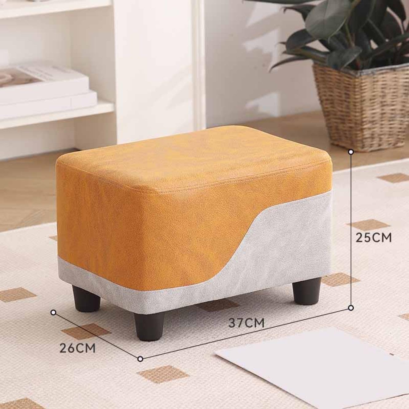 合成皮革 スツール グリーン オレンジ