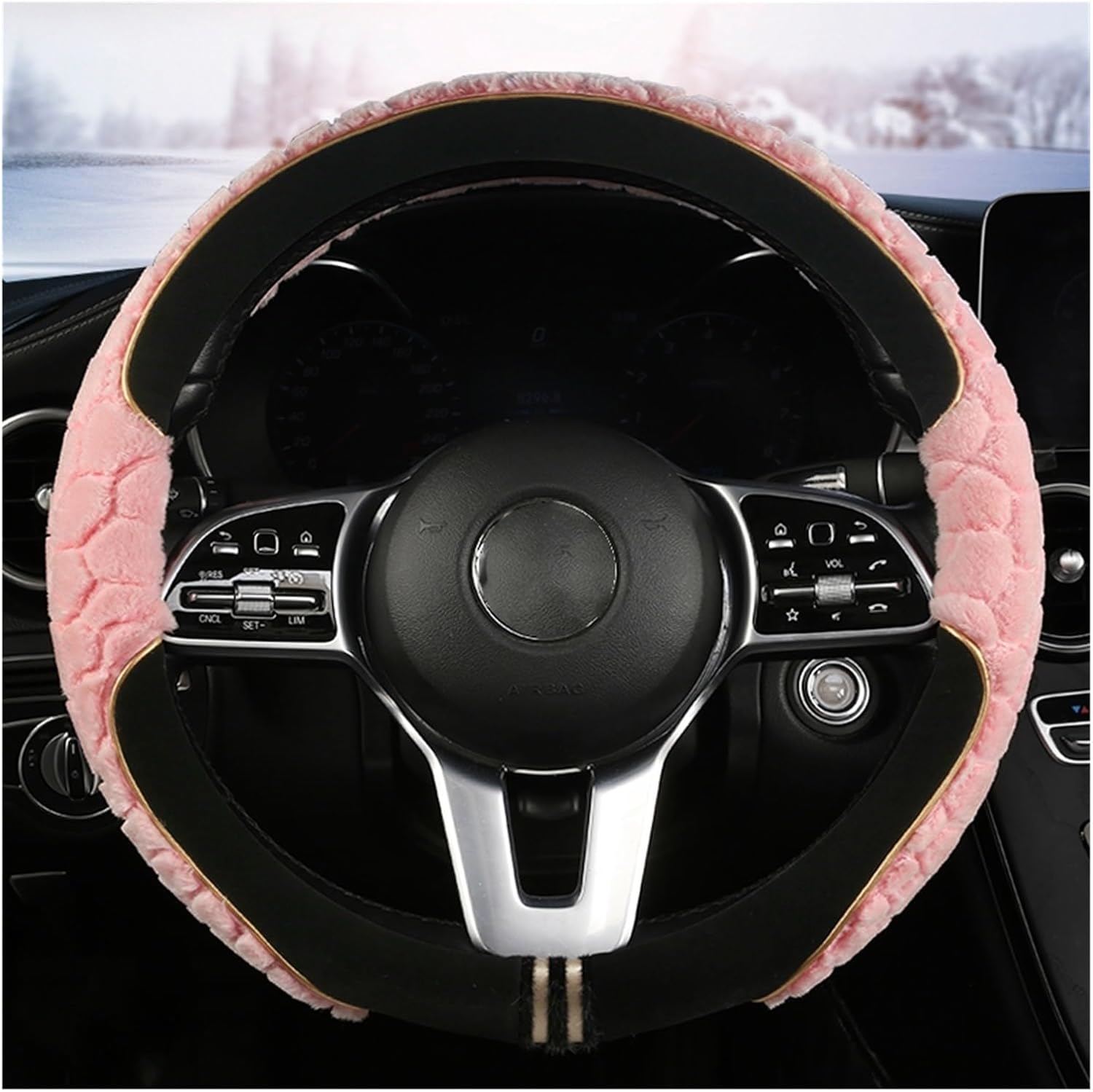 Car Steering Wheel Cover for Car Steering Wheel Cover Plush Car Decoration Easy to Install Soft and Lightweight (Color : 1#)