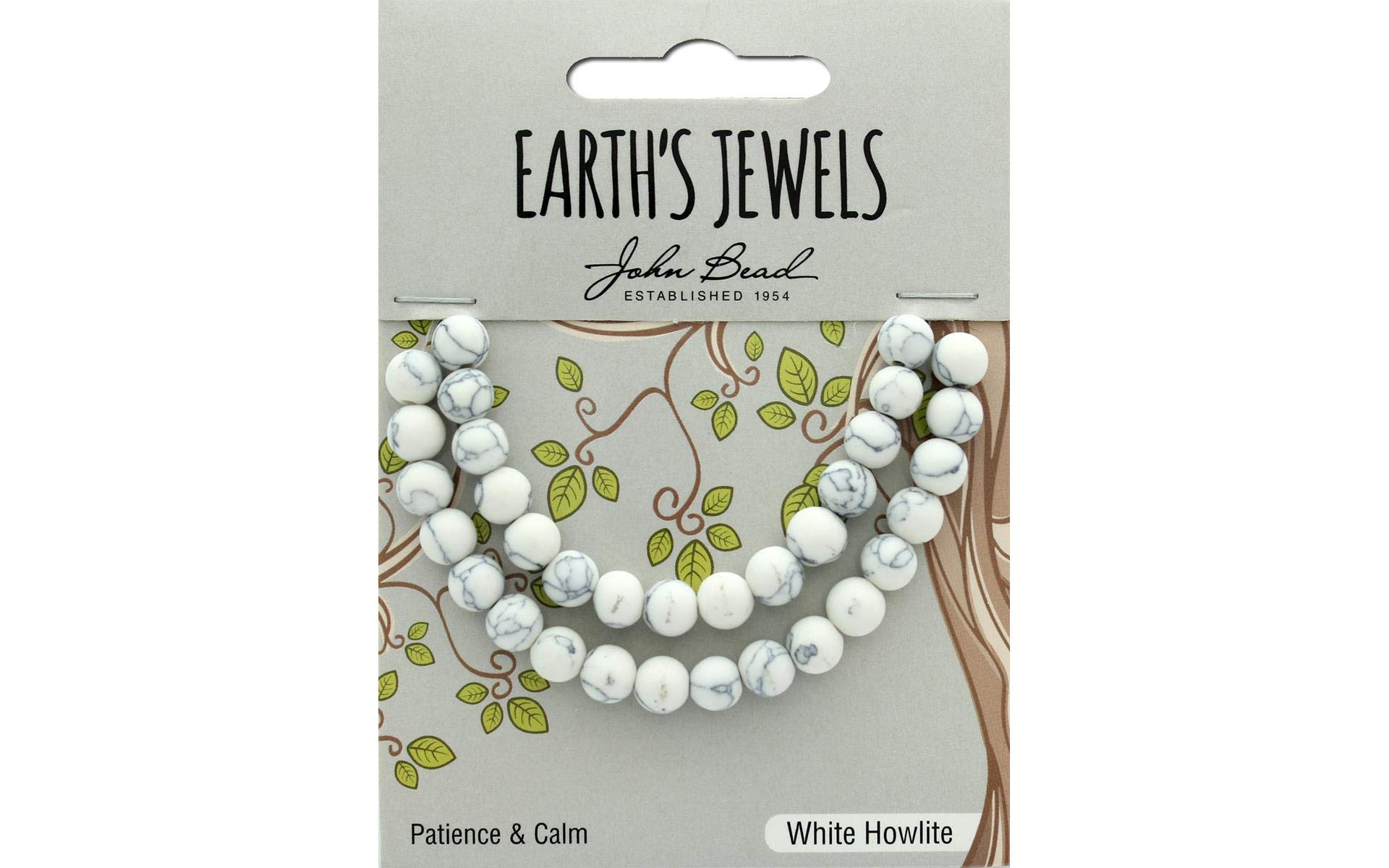 John Bead EJ SP 8" 6mm Rnd Howlite Matt White