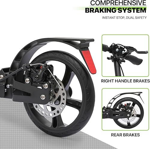Miniatura 5 de Magshion Patinete plegable para niños de 6 a 12 años, ruedas grandes de 8 pulgadas para niños y adolescentes con 3 niveles ajustables, scooter de 2