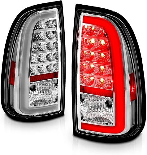 Miniatura 9 de AmeriLite Para Toyota Tundra Standard 2000-2006  Par de luces traseras de freno de repuesto cromadas de tubo LED tipo C de cabina de acceso, lado