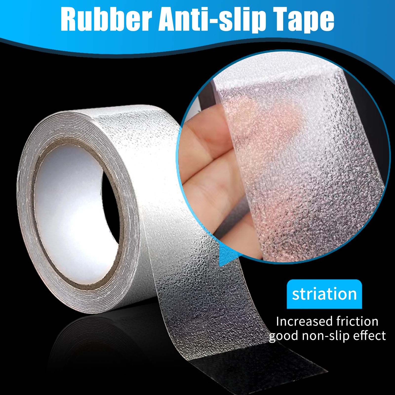 Bande adhésive antidérapante, 10 cm x 5 m, imperméable, antidérapante, pour l'intérieur et l'extérieur, transparent, 10 cm x 5 m