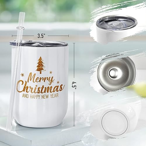 Miniatura 2 de AGH Juego de 50 vasos de vino por sublimación de 12 onzas vaso de vino aislado de acero inoxidable con tapas copa de vino sin tallo accesorios de