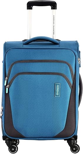 American Tourister Trolley Bag for Travel|Kansas 80 Cms Polyester Softsided Large Check-in Luggage Bag|Speed_Wheel Suitcas...
