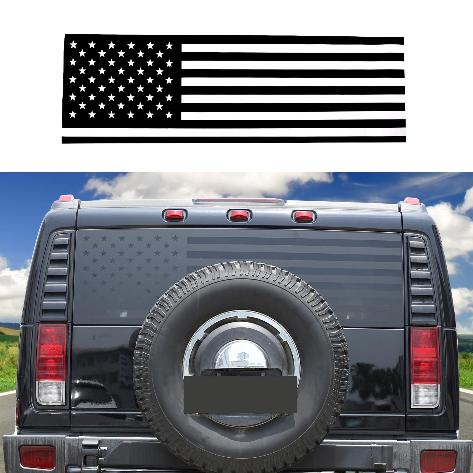 Amazon.co.jp: 2003-2009 Hummer H2用リアウィンドウアメリカ国旗