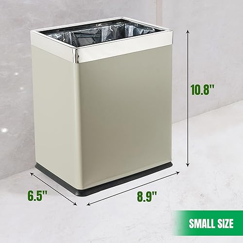 Miniatura 3 de Cubo de basura de metal con parte superior abierta "Invisi-Overlap", papelera de oficina pequeña, decoración moderna del hogar, forma rectangular