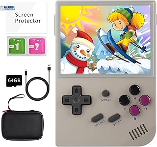 RG35XX Retro Handheld Game Console , Dual System Linux GarlicOS 3.5 Inch IPS Screen Built-in 64G TF Card 6831 Games Support HDMI TV Output With Portable Bag (Gray)