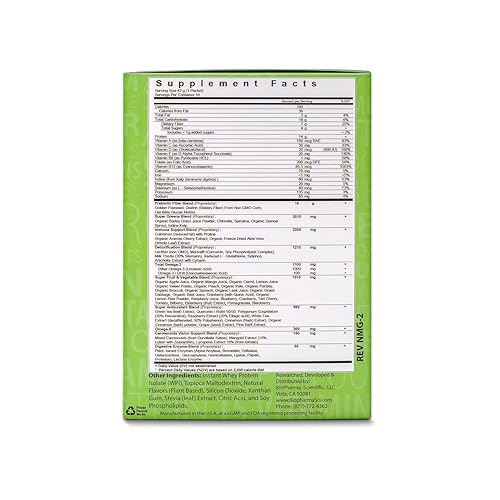 Miniatura 8 de Biopharma Scientific NanoMeal - Superalimento en polvo todo en uno | Sabor a mezcla de frutas tropicales | 10 porciones | Nanogreens + NanoPro +