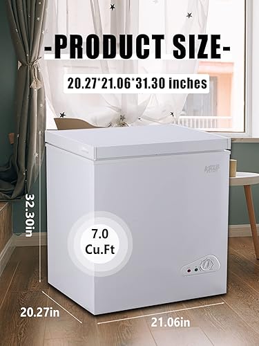 Miniatura 2 de Krib - Congelador de pecho brillante de 7.0 pies cúbicos, control de temperatura de 7 engranajes (-4 F a 6.8 F), congelador compacto profundo con