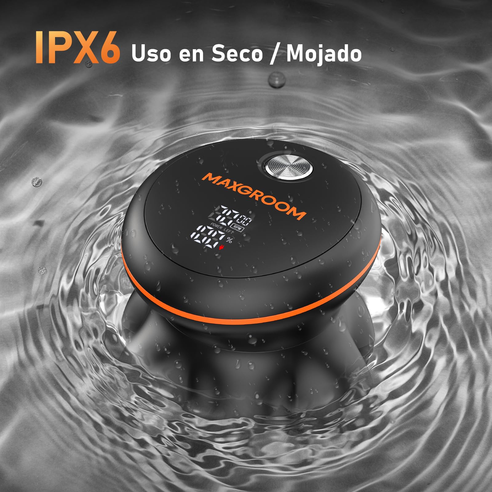 MAXGROOM Afeitadora Cabeza Hombre, Maquina Afeitar Hombre, Afeitadora para Calva en Seco y Húmedo, Batería de Larga Duración, 7 Cabezales, Magnético, 100% impermeable, Negro