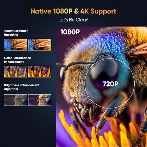 Miniatura 4 de Aplicaciones integradas Mini proyector inteligente de corto alcance 4K con WiFi 6 y Bluetooth, proyector de película para exteriores Keystone