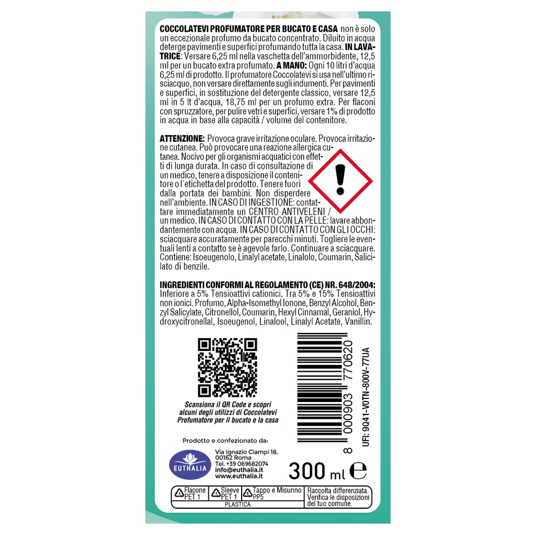 COCCOLATEVI Parfum de Linge Musc Blanc 300 ml X 3 Essenza à utiliser comme parfum pour linge, parfum maison ou nettoyant sol