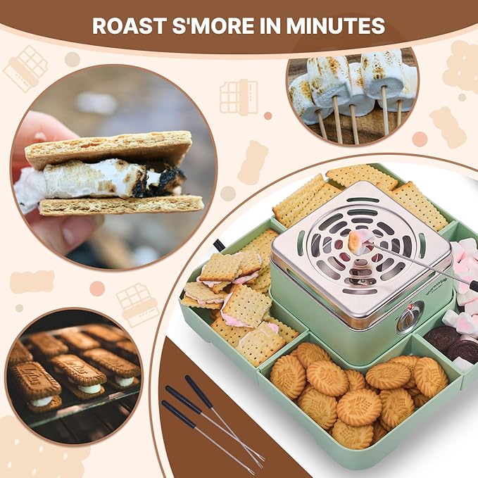 Máquina Eléctrica para Smores, Kit Interior con 4 Bandejas y Tenedores miniatura 6