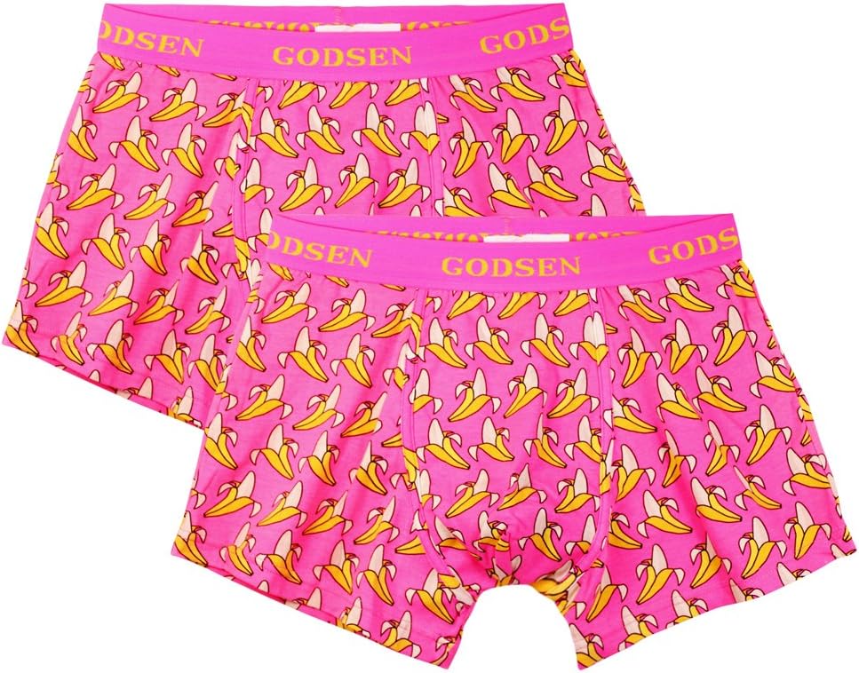 Godsen Men's Pink Waistband 2 Pack Boxer Brief (M, Pink)