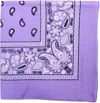 Paisley One Dozen Cowboy Bandanas Lavender, 22 X 22 in