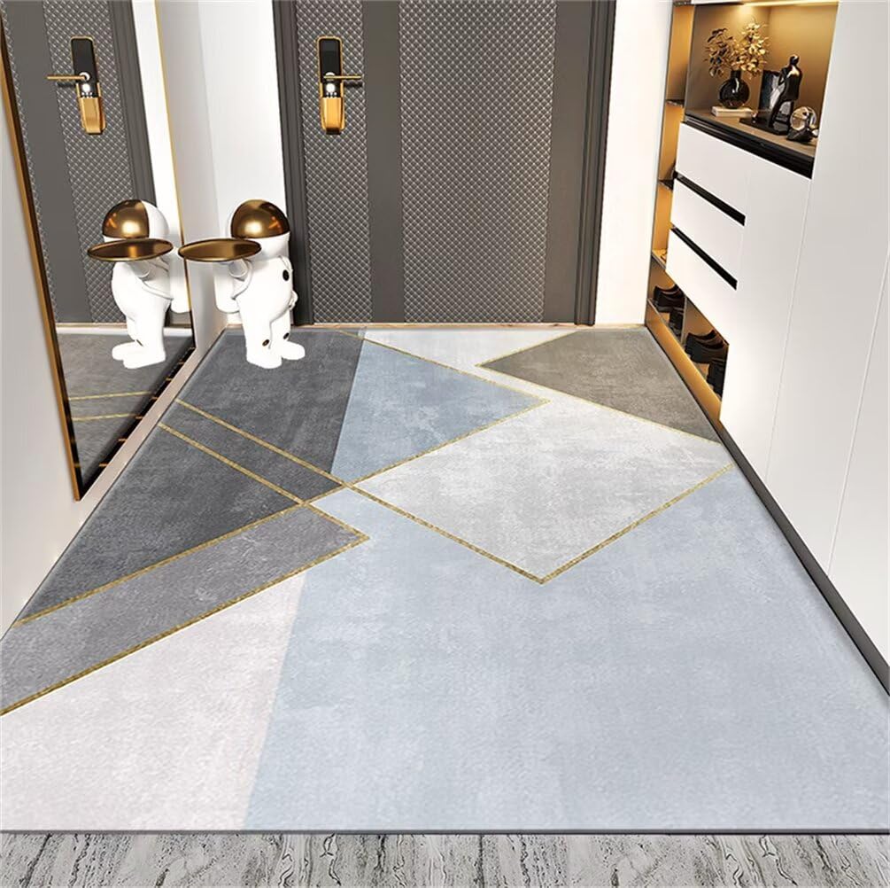 Tapis couloir long gris et bleu pour sublimer vos entrées
