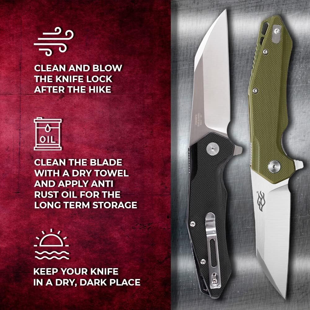Firebird GANZO FH31 Folding Pocket Knife D2 Steel Wharncliffe Blade Ergonomic G10 Handle with Clip Hunting Fishing Flipper Camping Outdoor EDC Knife