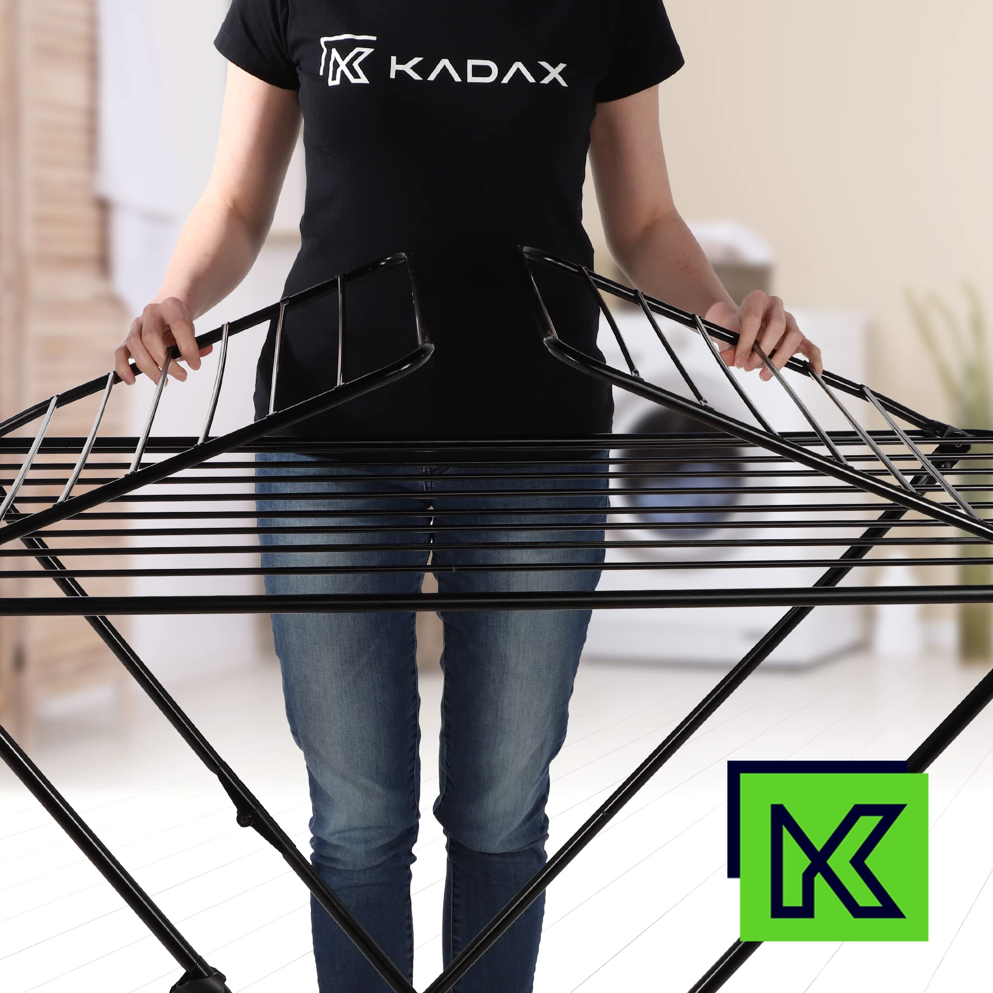 KADAX Suszarka na pranie 20m skladana | skrzydlowa | nierdzewna stabilna | oszczedna miejsce | wewnatrz zewnatrz balkon ogrod