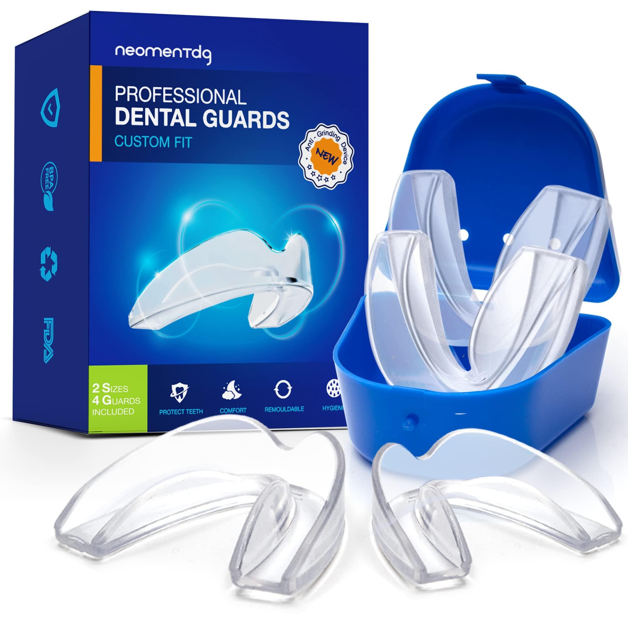NeomenTdg Mouth Guard for Grinding Teeth Custom Moldable Dental Night Guards 2 Size 4 Pack