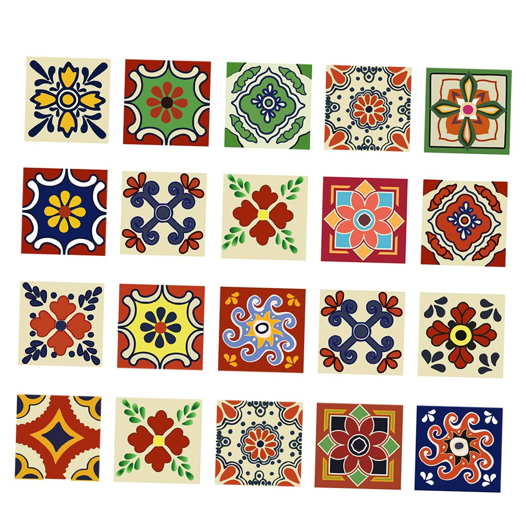 SKKWJEGE 20 Pieces Mosaic Wall Tiles Stickers Kitchen Bathroom Tile Decals C 10x10 cm