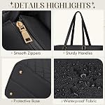 RAINSMORE Sac portable pour femmes 15.6 Inch travail sacs de poche en cuir ordinateur portable de bureau de bout professionnel ordinateur de Purse sac à main femme mallette avec embrayage pour le bureau de l'enseignant Voyage, noir