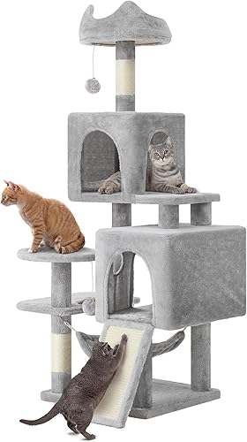 Miniatura 9 de YITAHOME Torre de árbol para gatos de 70.8 pulgadas para gatos de interior, muebles de varios niveles para gatos con postes rascadores, perca