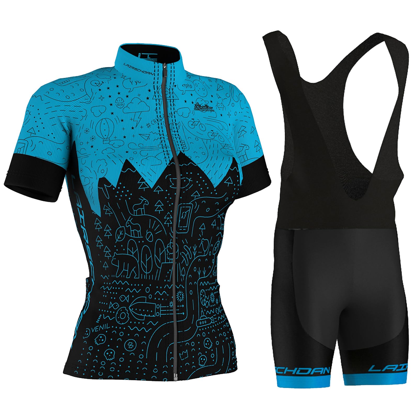 Ropa Ciclismo Mujer Verano Maillot Bici MTB Conjunto Ciclista Manga Corta,Traje Bicicleta Camiseta Ciclo y Culotte Tirantes con 9D Gel Acolchado,Completa Jerseys Transpirable Secado Rápido