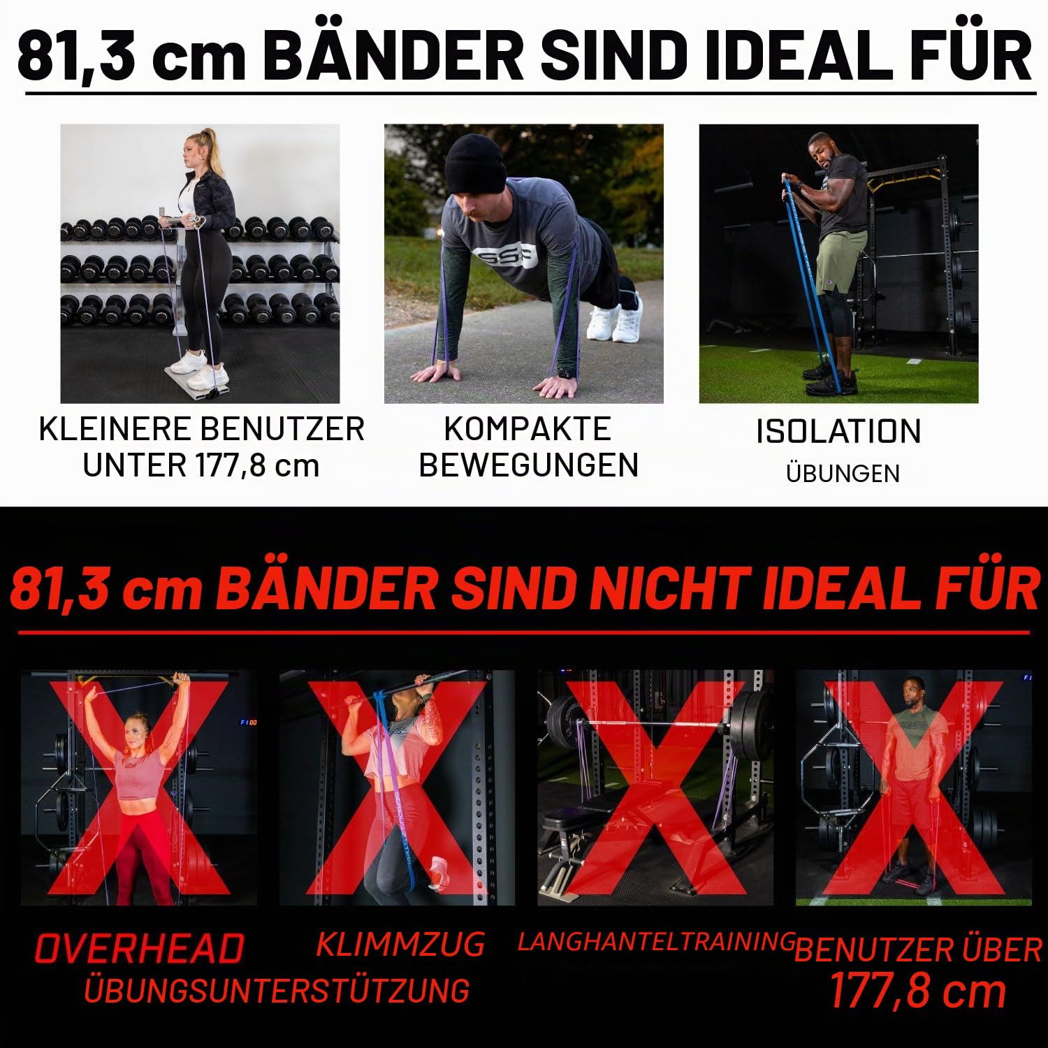 Serious Steel Fitness 81,3 cm Widerstandsbänder (tragbares Übungsbandsystem, Trainingsbänder, ideal für Personen unter 177,8 cm Körpergröße)
