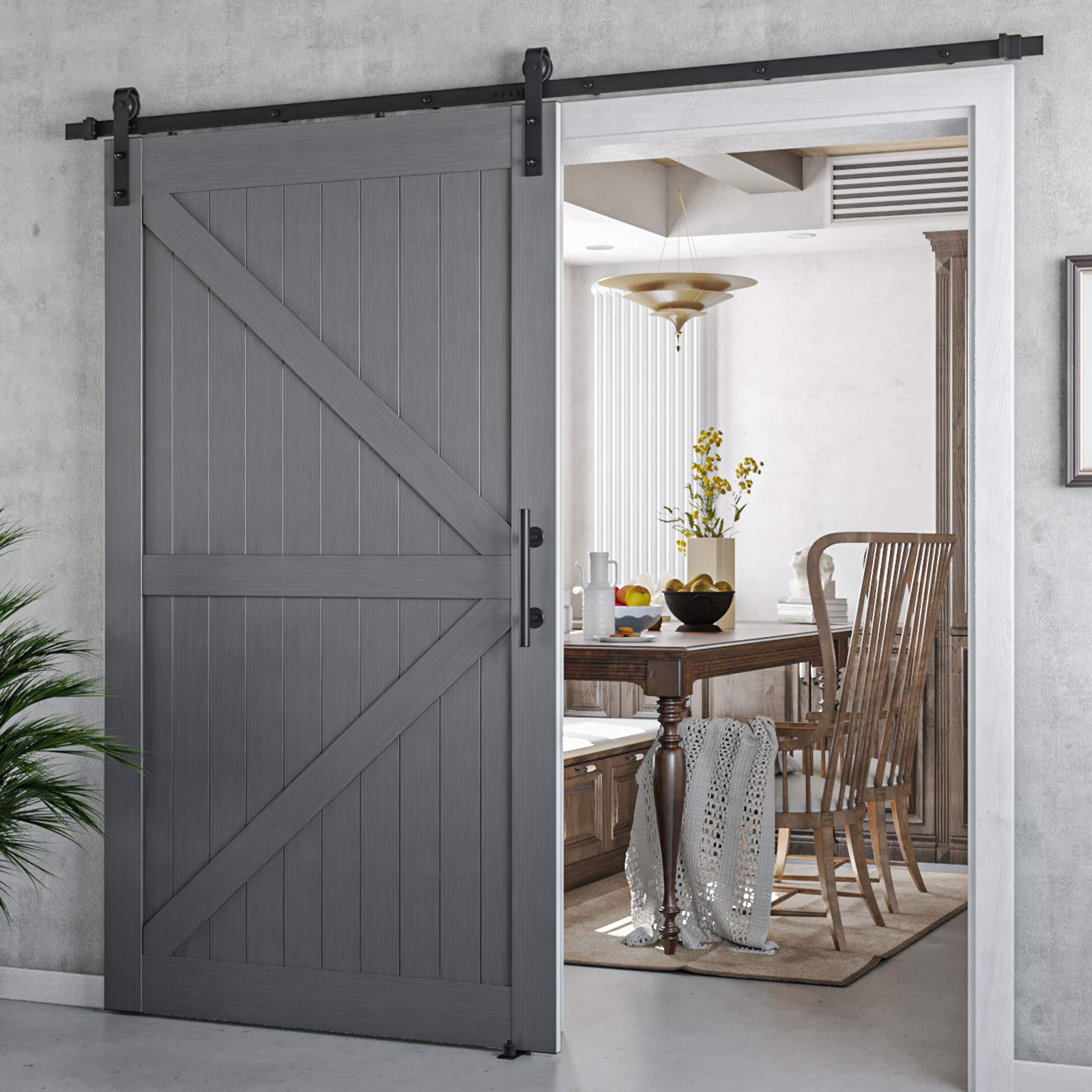 Buy Genius Iron Grey PVC 48in x 84in Single Barn Door Whole Kit with