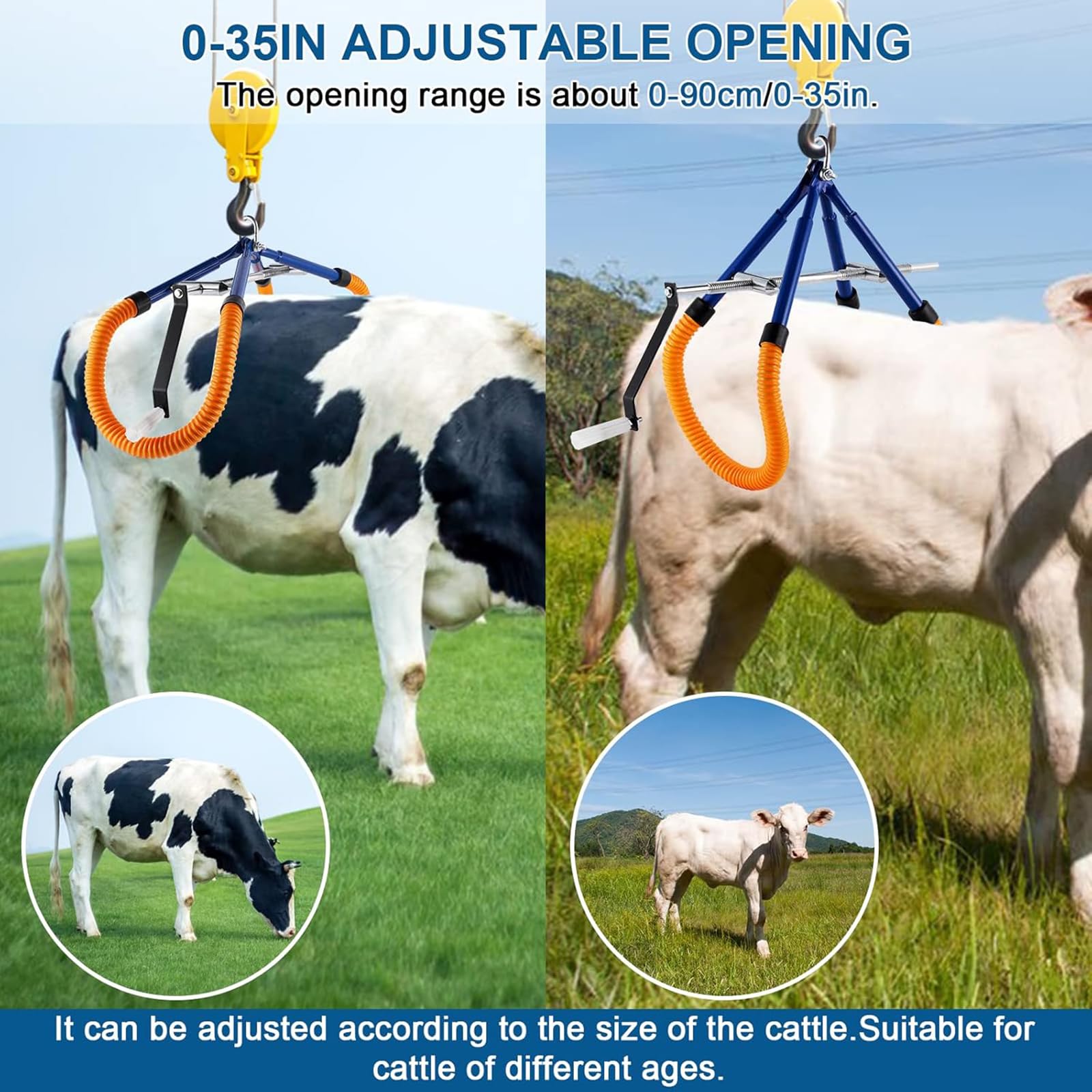 Morsetto regolabile per anca a forma di mucca, dispositivo di supporto in acciaio inox, portante 999,7 kg per la nascita di bovini zoppi, ideale per allevamenti lattiero-caseari