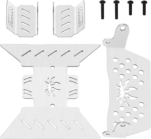 Miniatura 2 de ShareGoo - Placa deslizante de acero inoxidable a control remoto, protección de placa protectora de chasis RC compatible con Axial SCX10-III